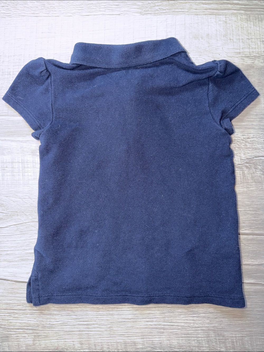 Girls Navy Polo Shirt with Button Placket - Picture 3 of 3